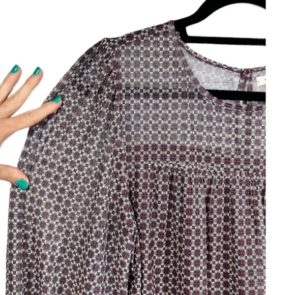 Max Studio Long Sleeved Sheer Peasant Top L - Picture 4 of 9